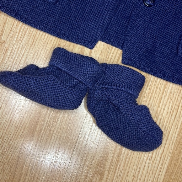 Baby gap teddy bear button up coat with booties navy blue 6-12m - Picture 3 of 7